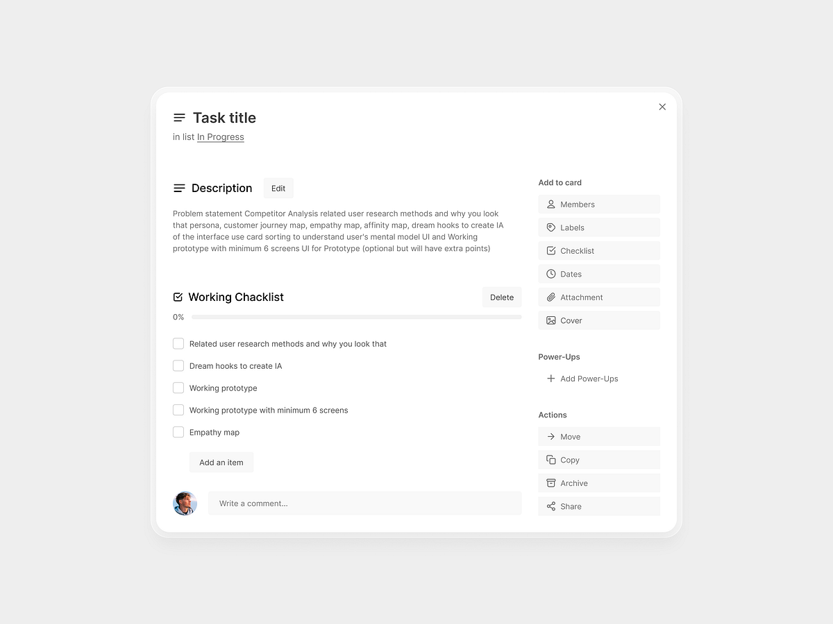 Task Preview UI — Modal Popup Card Image 0