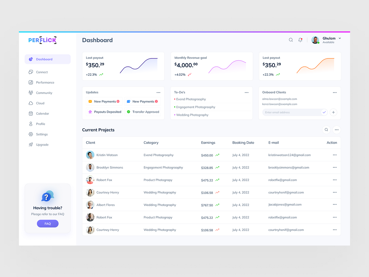 Dashboard UI — SaaS Analytics & Client Management Platform Image 0
