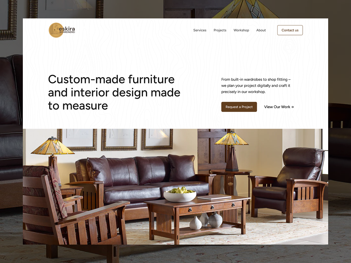 Furniture Website UI — Custom Interior Design Landing Page