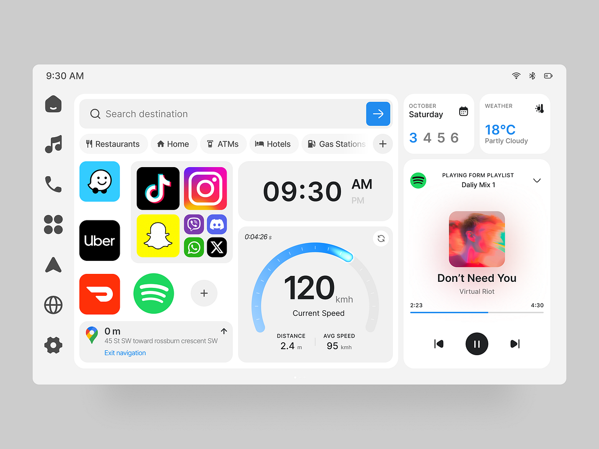 Smart Car Dashboard UI - In-Car Experience Design Image 0