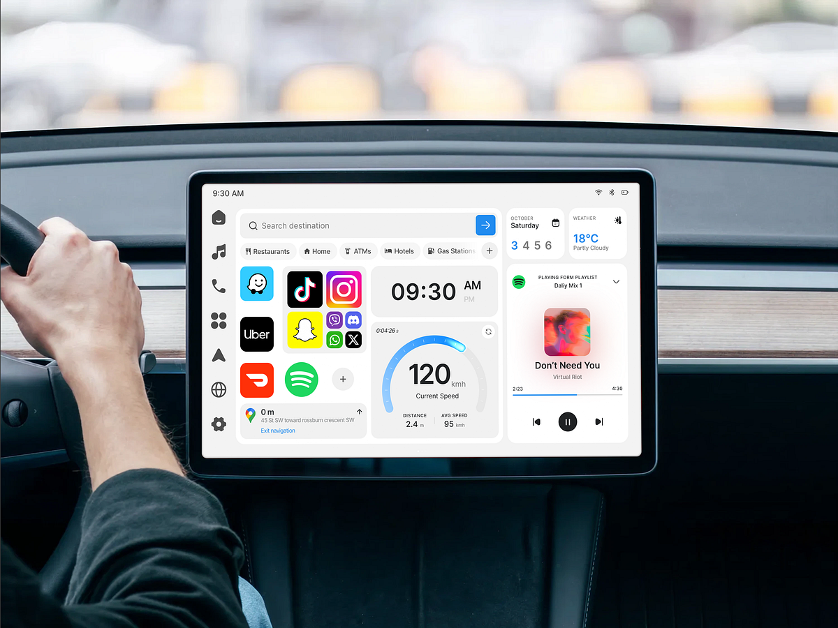 Smart Car Dashboard UI - In-Car Experience Design Image 1