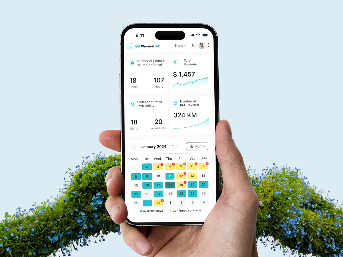 PharmaLink Dashboard & Mobile Scheduling Experience Image 1
