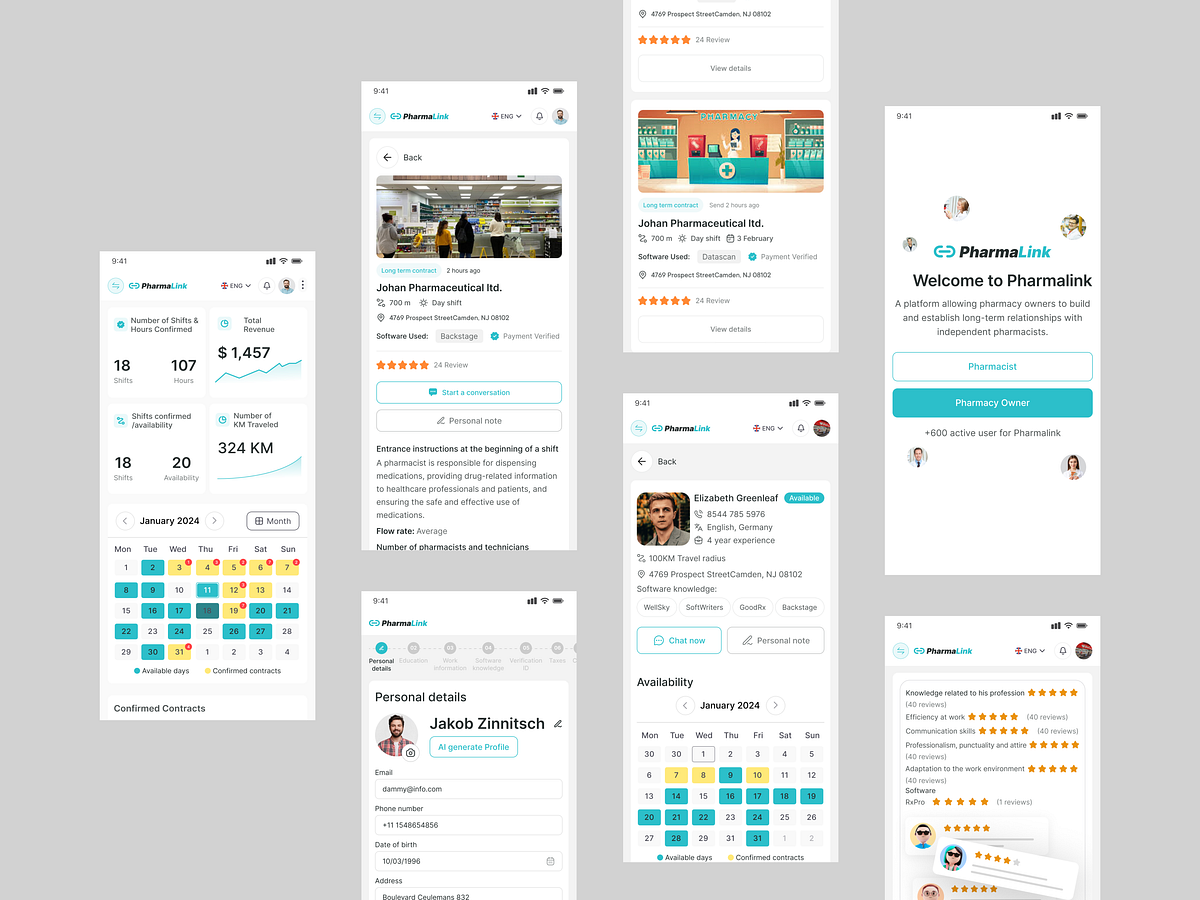 PharmaLink - Core Mobile App Screens