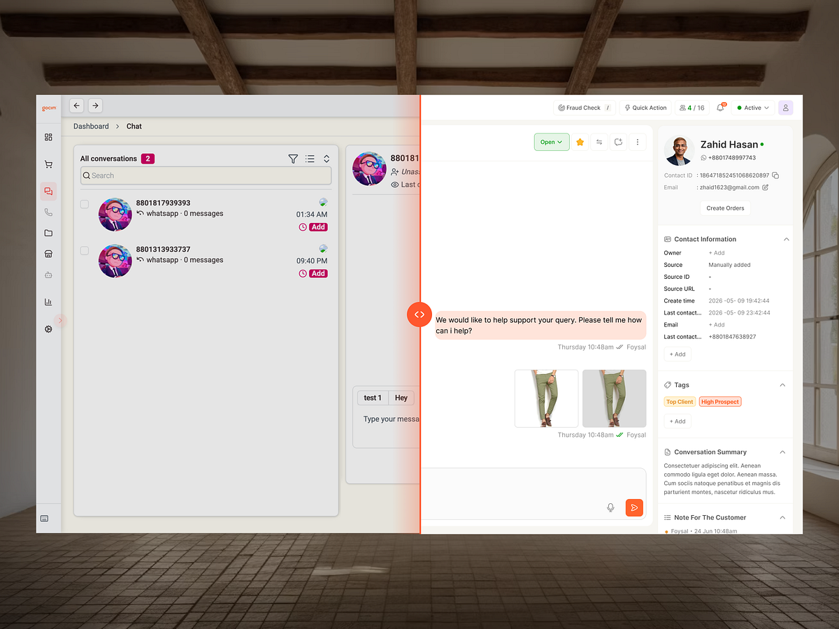 CRM Customer Support Dashboard UI