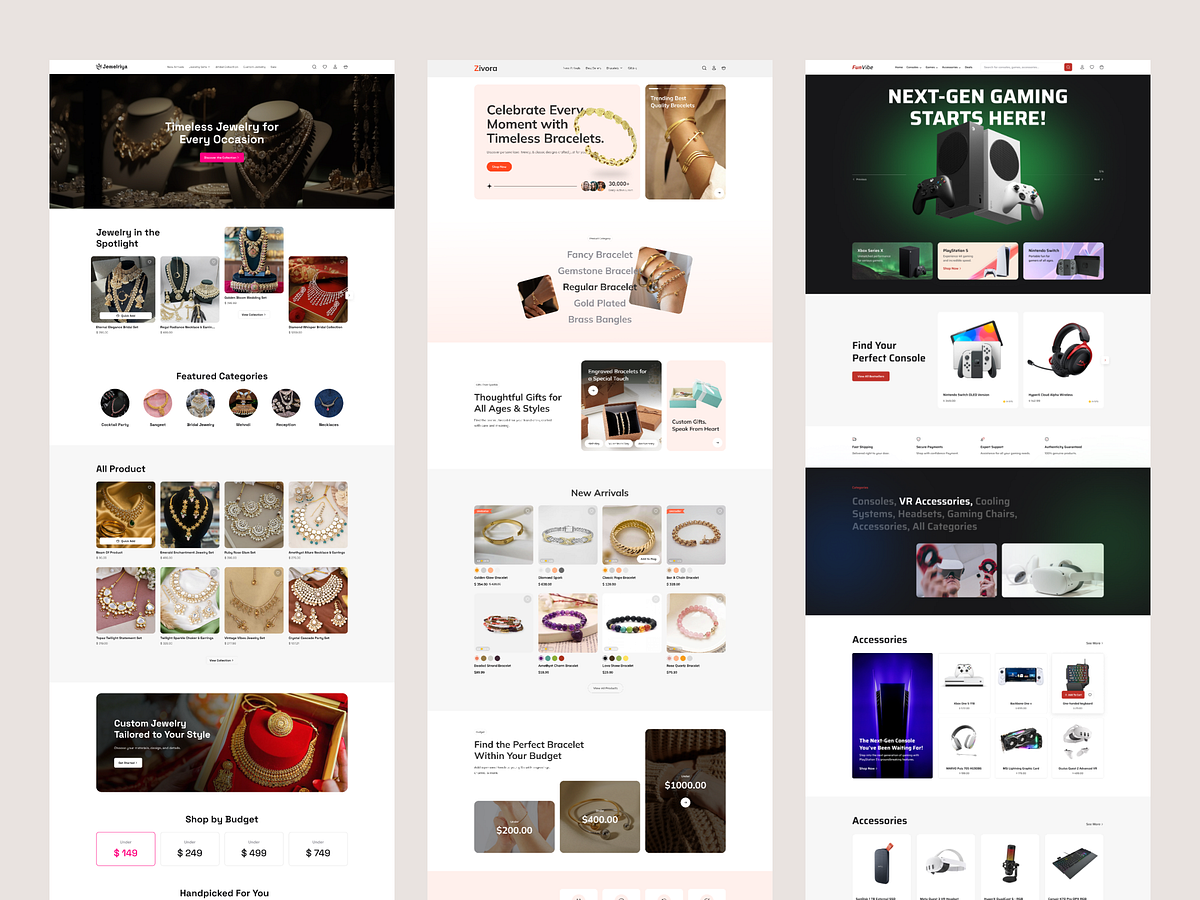 E-Commerce Website Collection | Jewelry, Accessories & Gaming UI Image 0