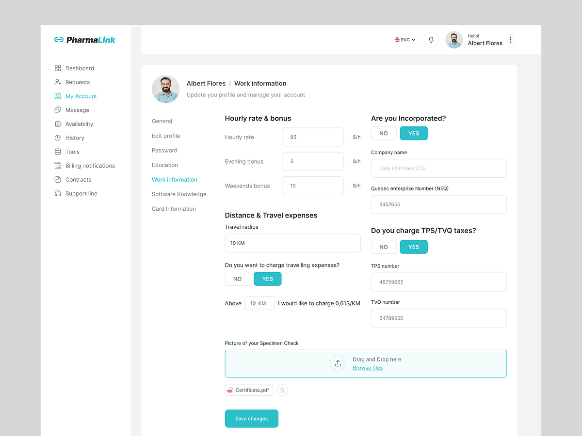Pharmacist Profile Dashboard Image 0