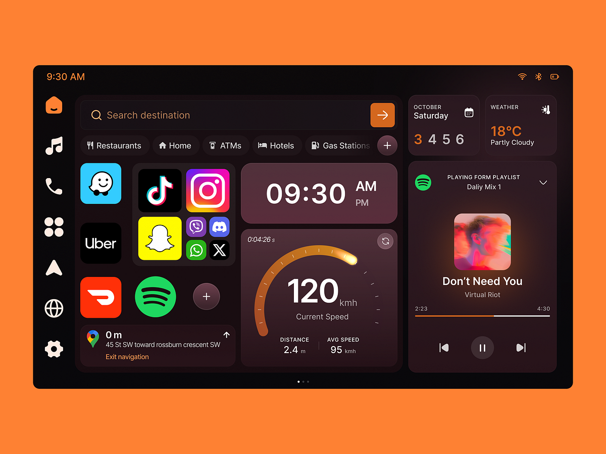 Smart Car Dashboard UI Design | Automotive Infotainment Image 0