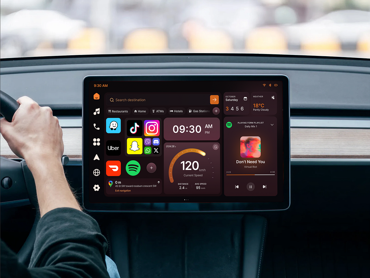 Smart Car Dashboard UI Design | Automotive Infotainment Image 1