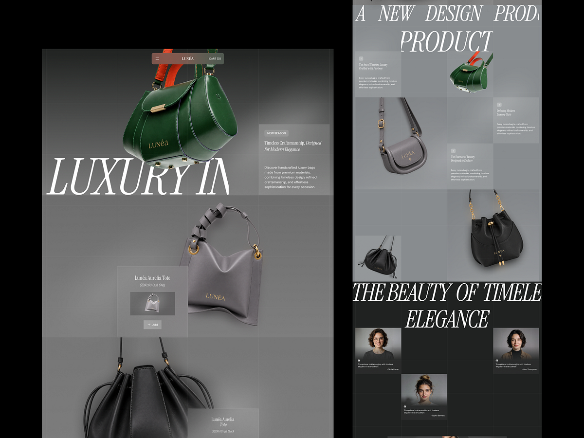 Luxury Handbag eCommerce Website Design Image 0