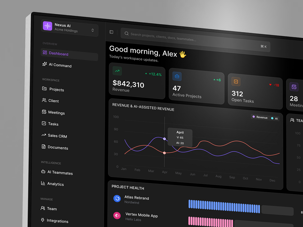 Nexus AI - Smart Workspace & Project Management Dashboard Image 1