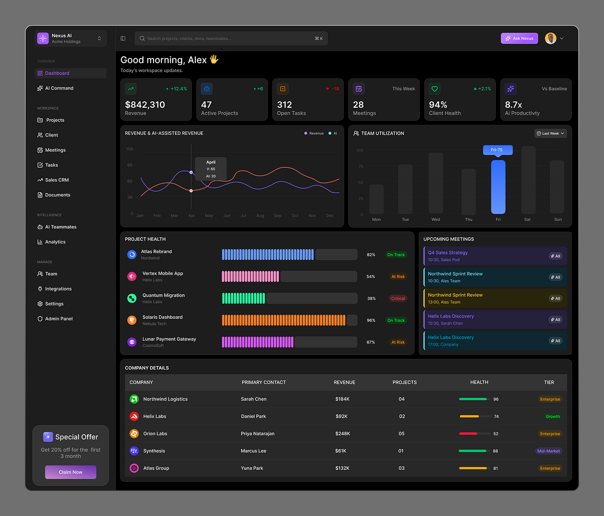 Nexus AI - Smart Workspace & Project Management Dashboard Image 2