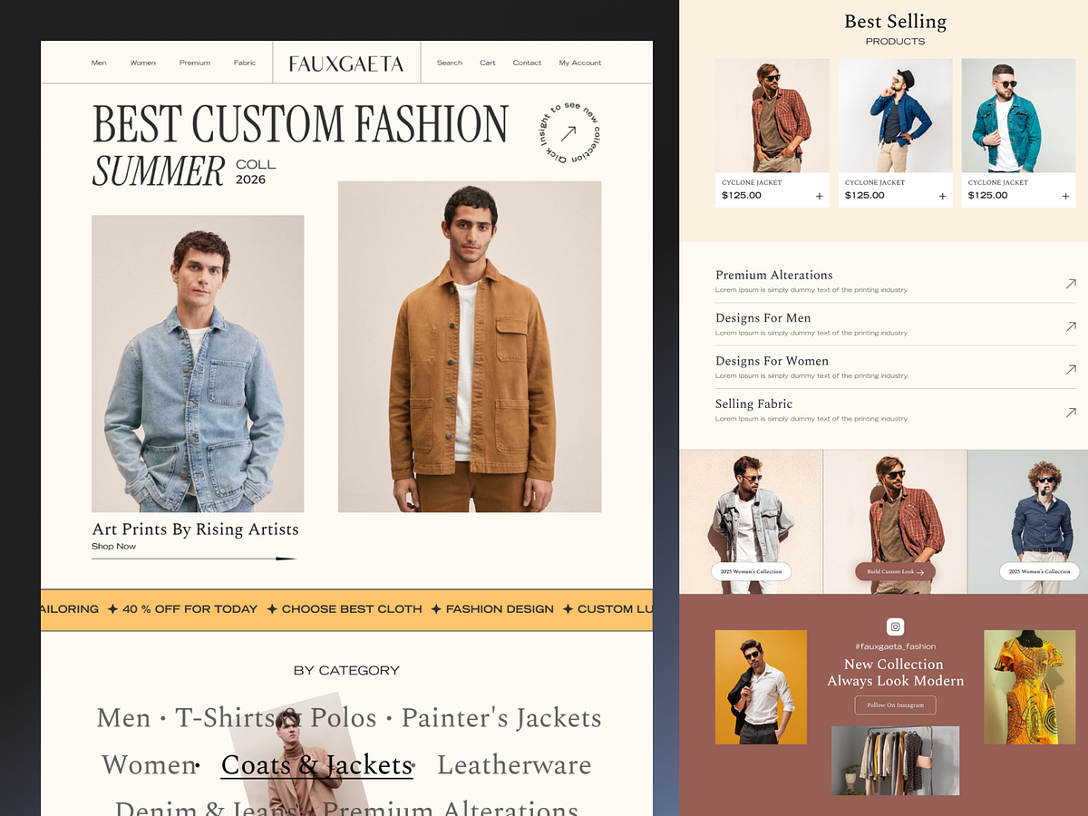 Fauxgaeta - Luxury Fashion eCommerce Website Design
