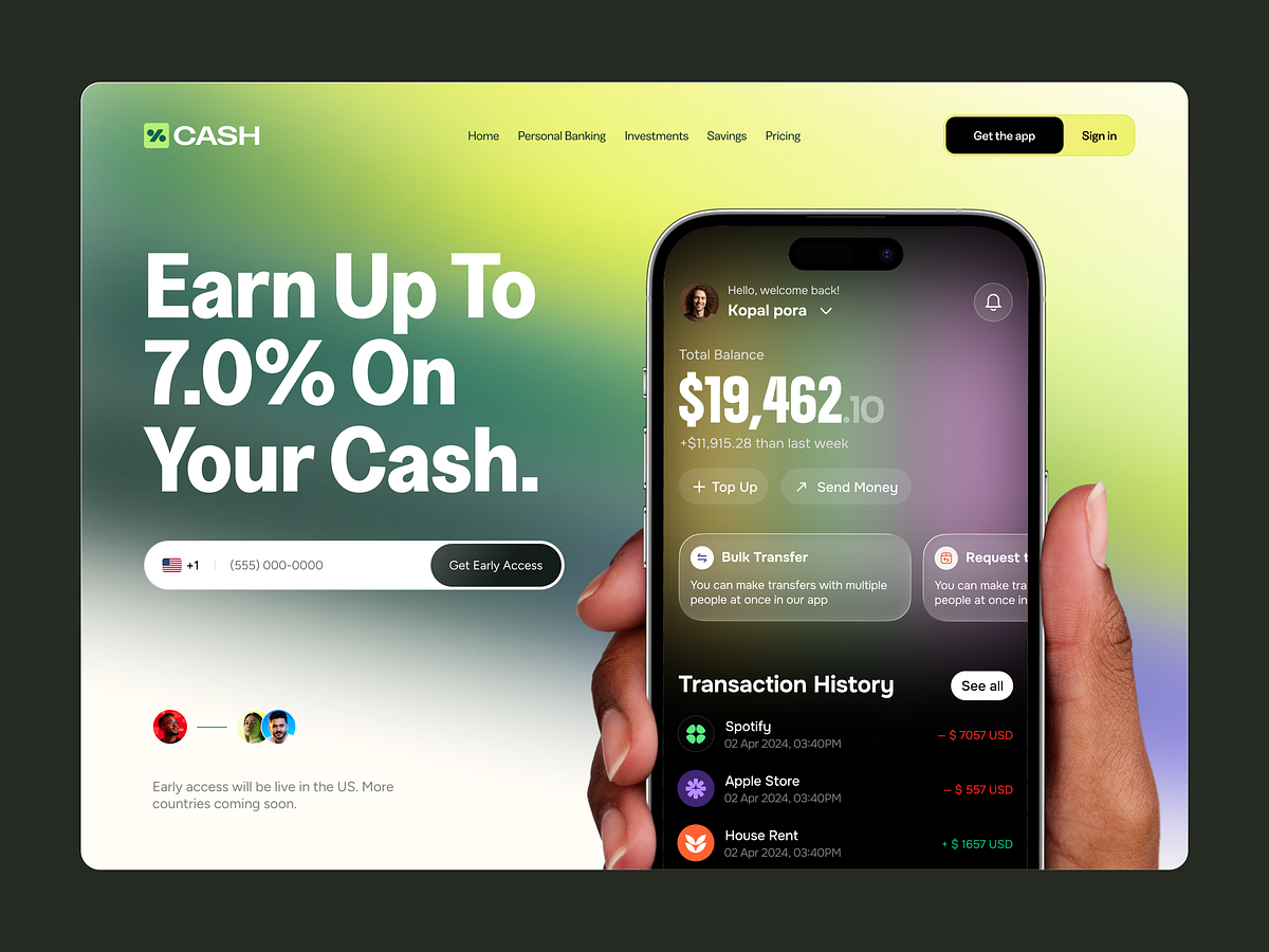 Modern Finance App | FinTech Website Design Image 0