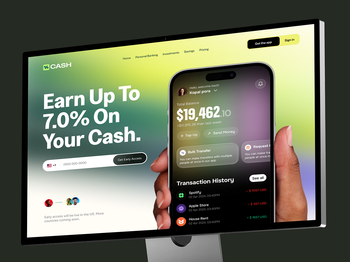 Modern Finance App | FinTech Website Design Image 1
