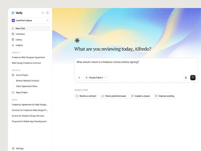Verily - AI Chat Dashboard.