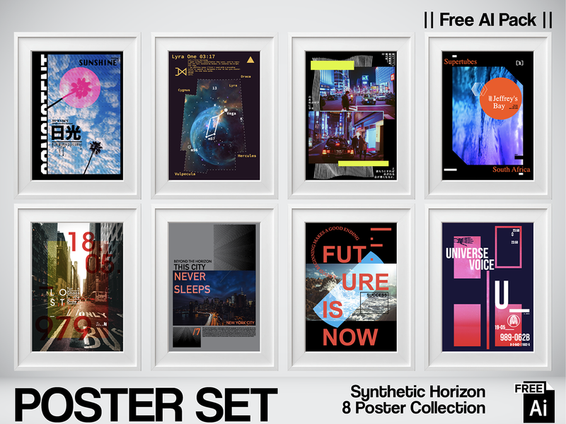 Synthetic Horizon — 8 Free AI Posters