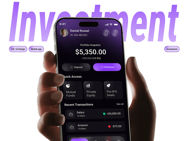 Investment Portfollio Management Mobile App Design