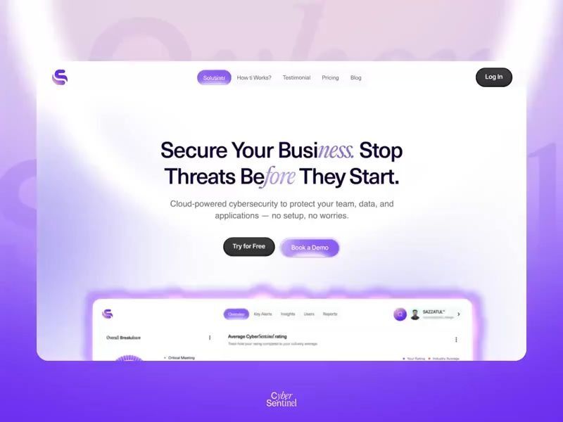 CyberSentinel — SaaS Landing Page Animation