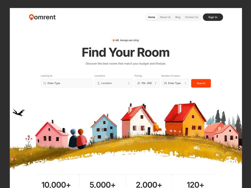 Omrent – Room Rental Landing Page