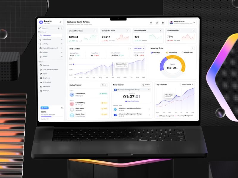 Time Tracking Dashboard UI Design
