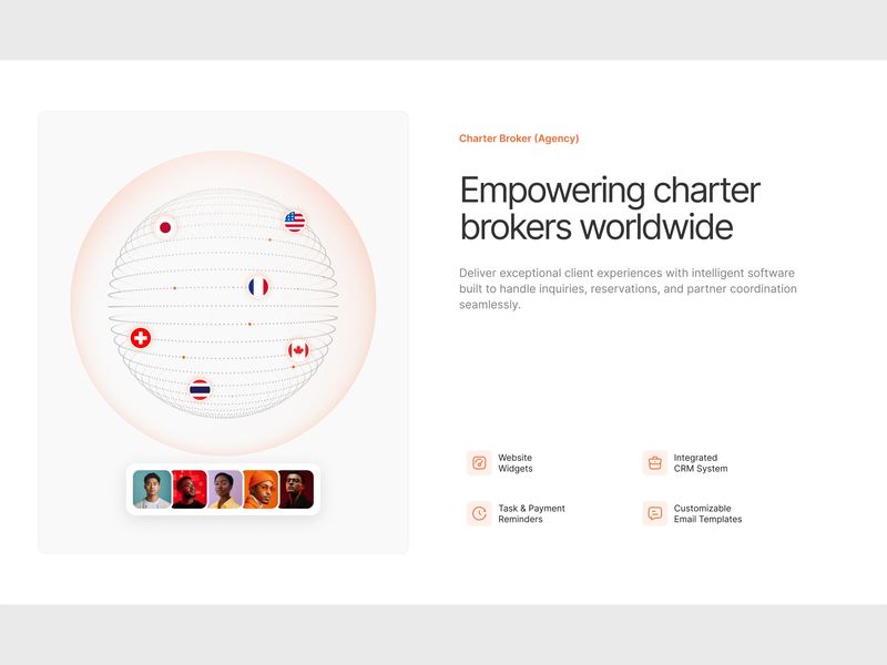 Charter Broker Agency Feature Section UI 🌍