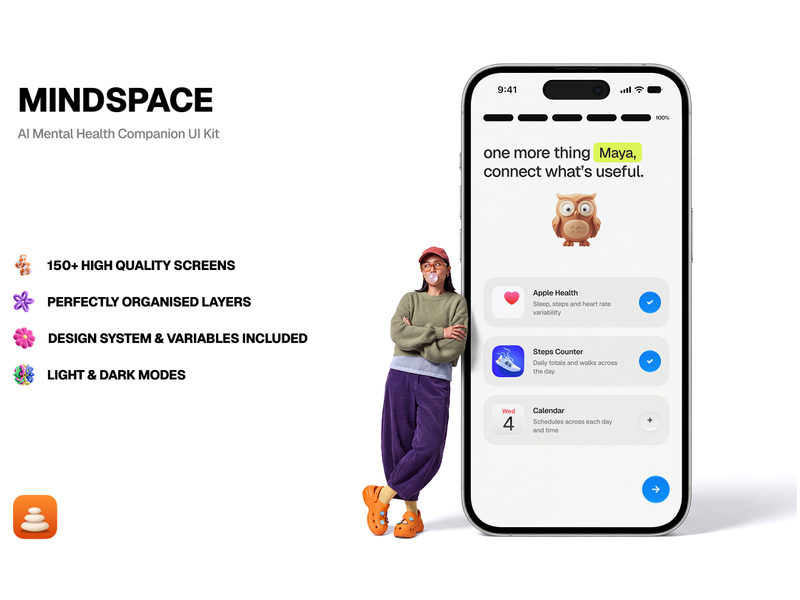 Mindspace - AI Mental Health Companion UI Kit - Uncategorized design asset by ui8