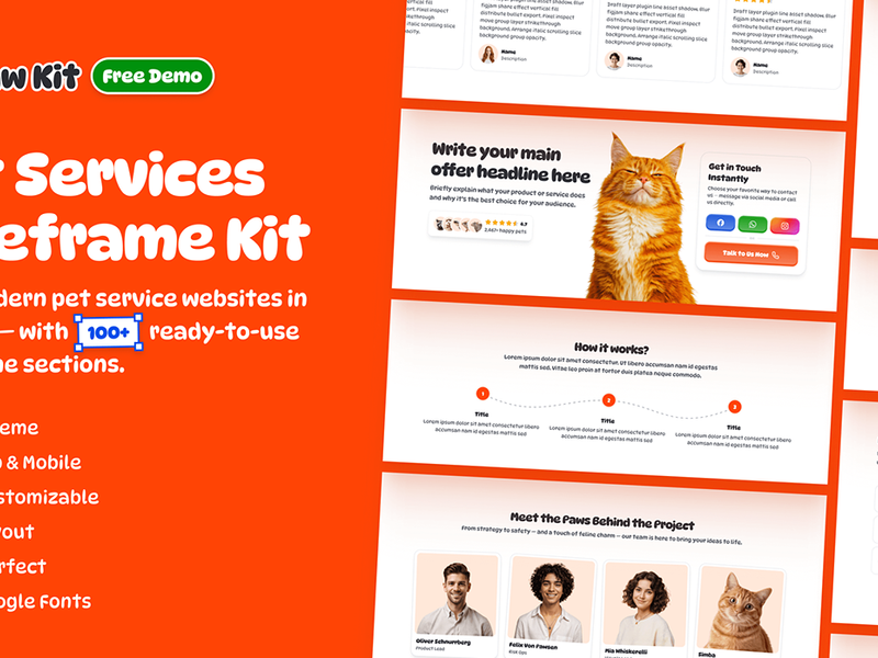 Landing Page Wireframe Kit for Figma