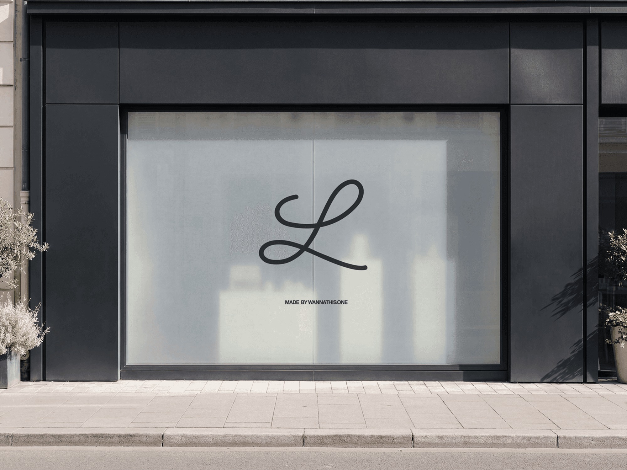 Wide Shop Window Display Mockup
