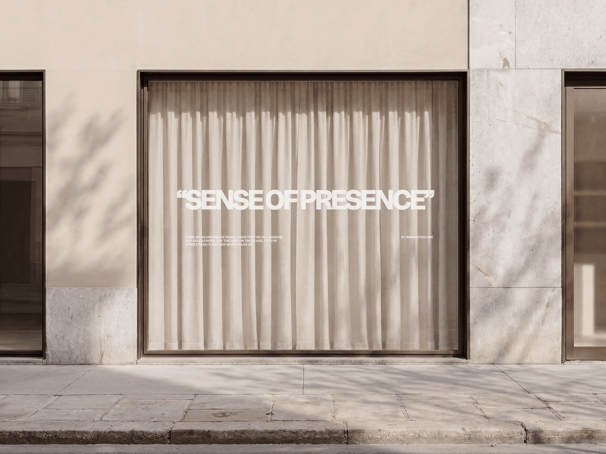 Classic Storefront Window Signage with Curtains