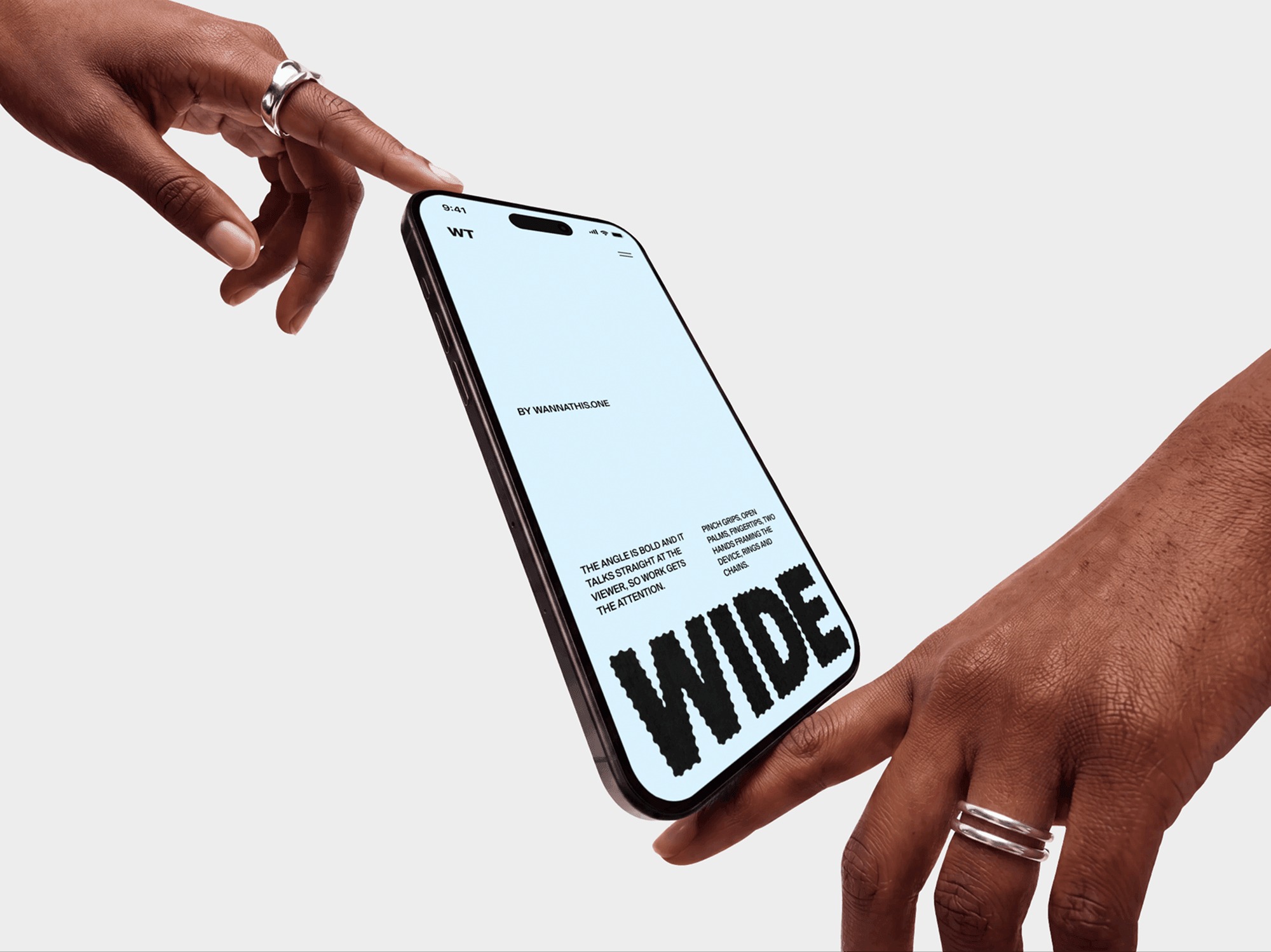 Wide Angle iPhone Mockups in Hands Image 3