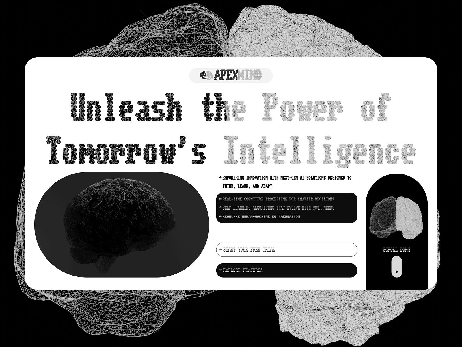 AI Brain Hero Section Concept: Futuristic Interface Design by Sanket Vasoya