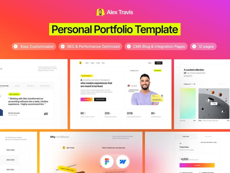 Alex Travis - Personal Portfolio Website - Portfolio design asset by ui8
