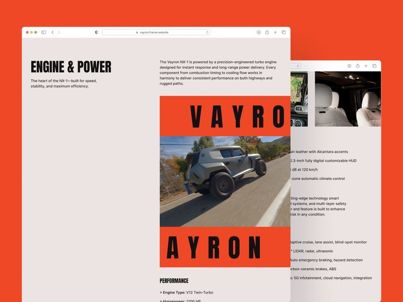 VAYRON — Electric Vehicle Website Template