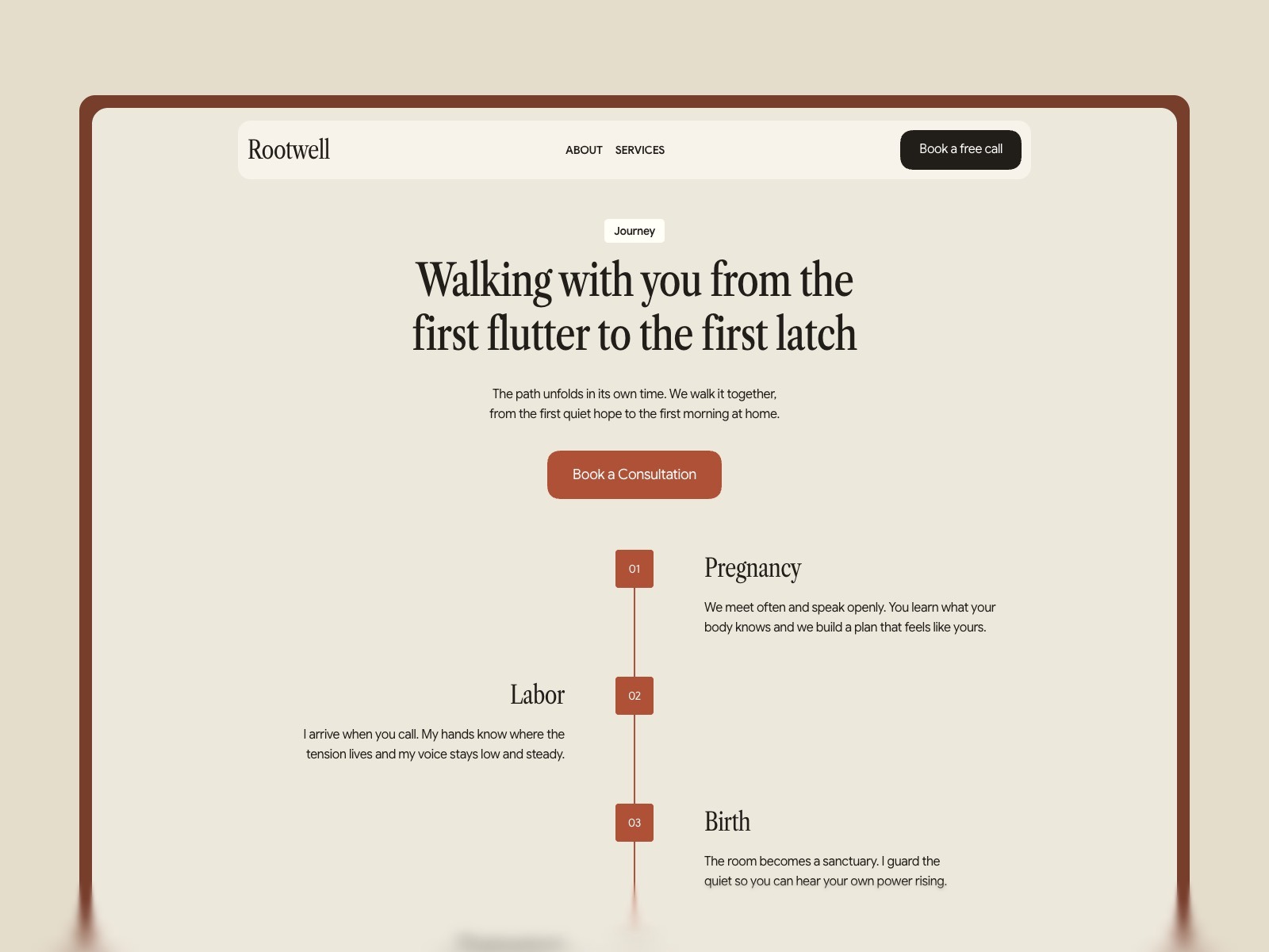 Rootwell - Birth Doula & Maternity Care Framer Website Template Image 2