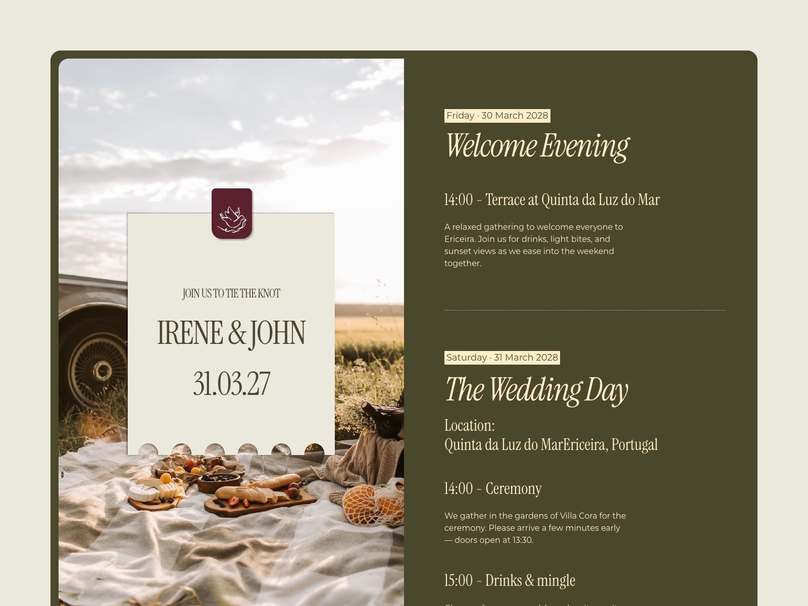 Miren - The Knot Wedding Website Template for Framer Image 0