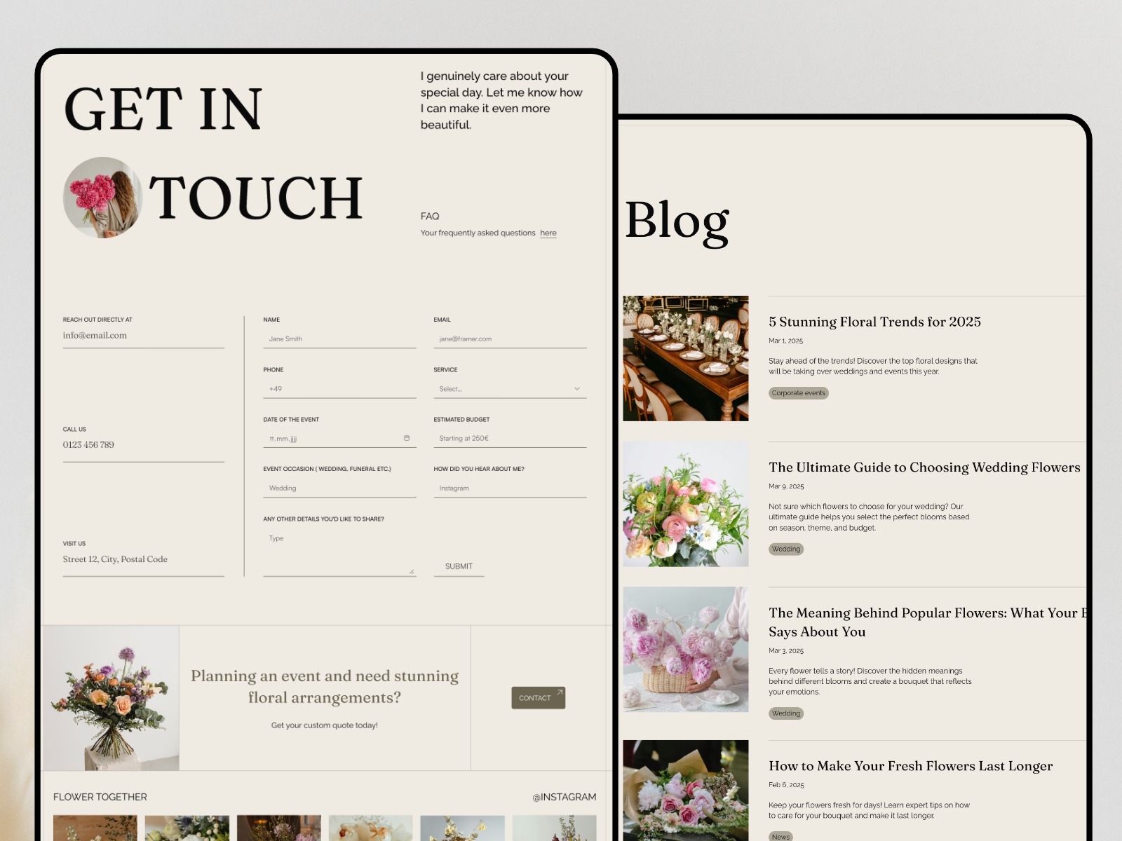Floraly - Florist & Photographer Website Template for Framer Image 2