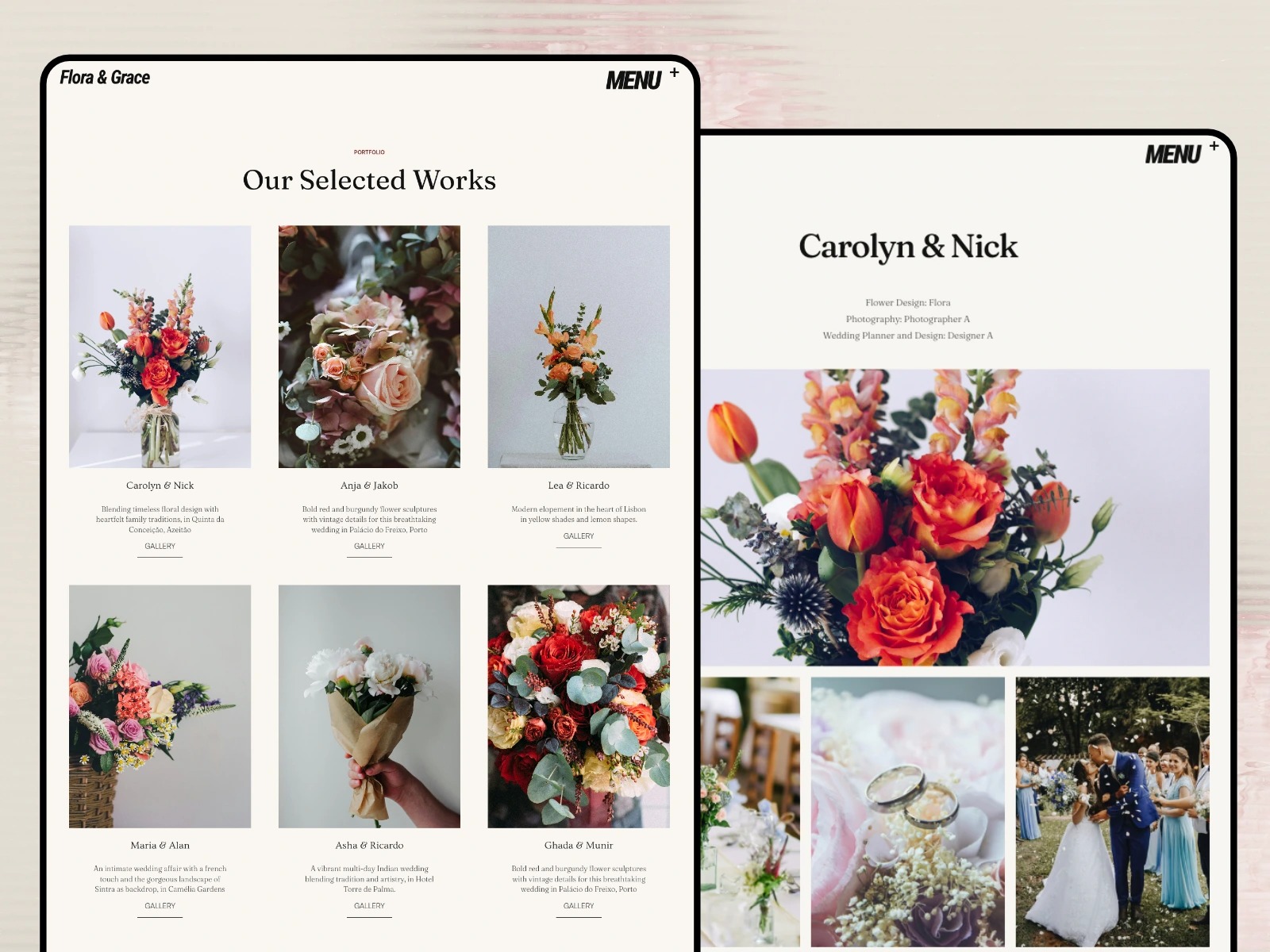 Flora & Grace - Florist & Photographer Website Template for Framer Image 0