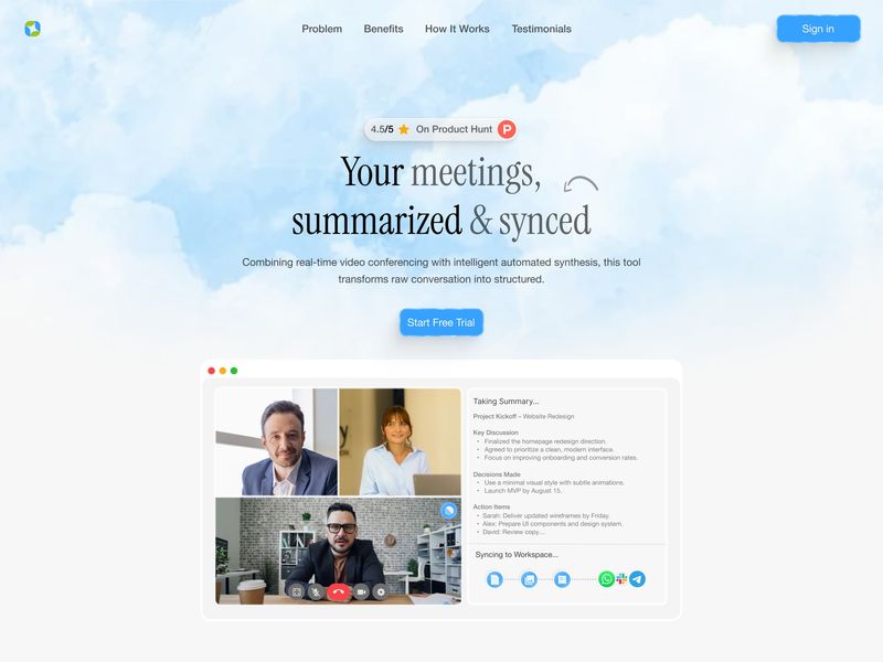 Synced & Summarized — AI Meeting Assistant Landing Page 🤖