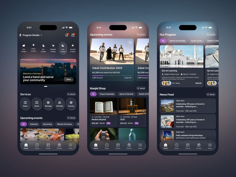 MasjidHero — Islamic Mobile App Design for Mosque Prayer