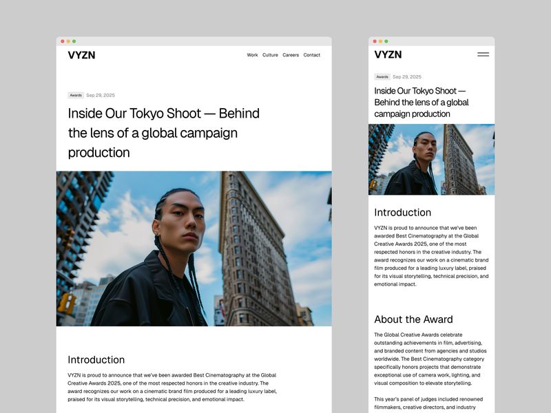 VYZN Video Production Agency Template