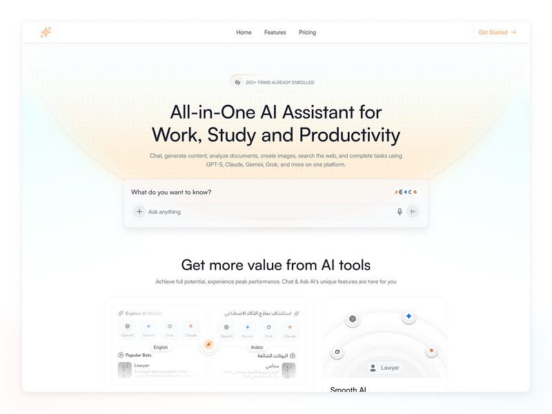AI assistant Landing page