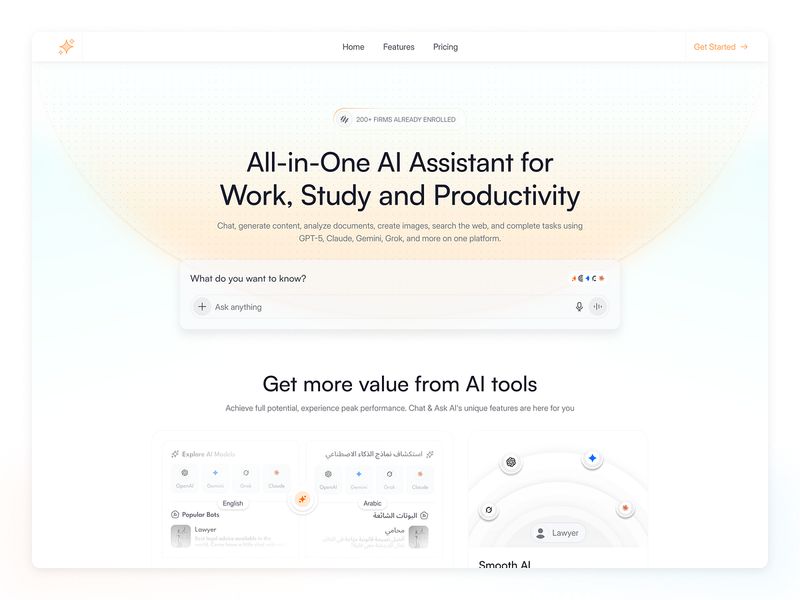 AI assistant Landing page
