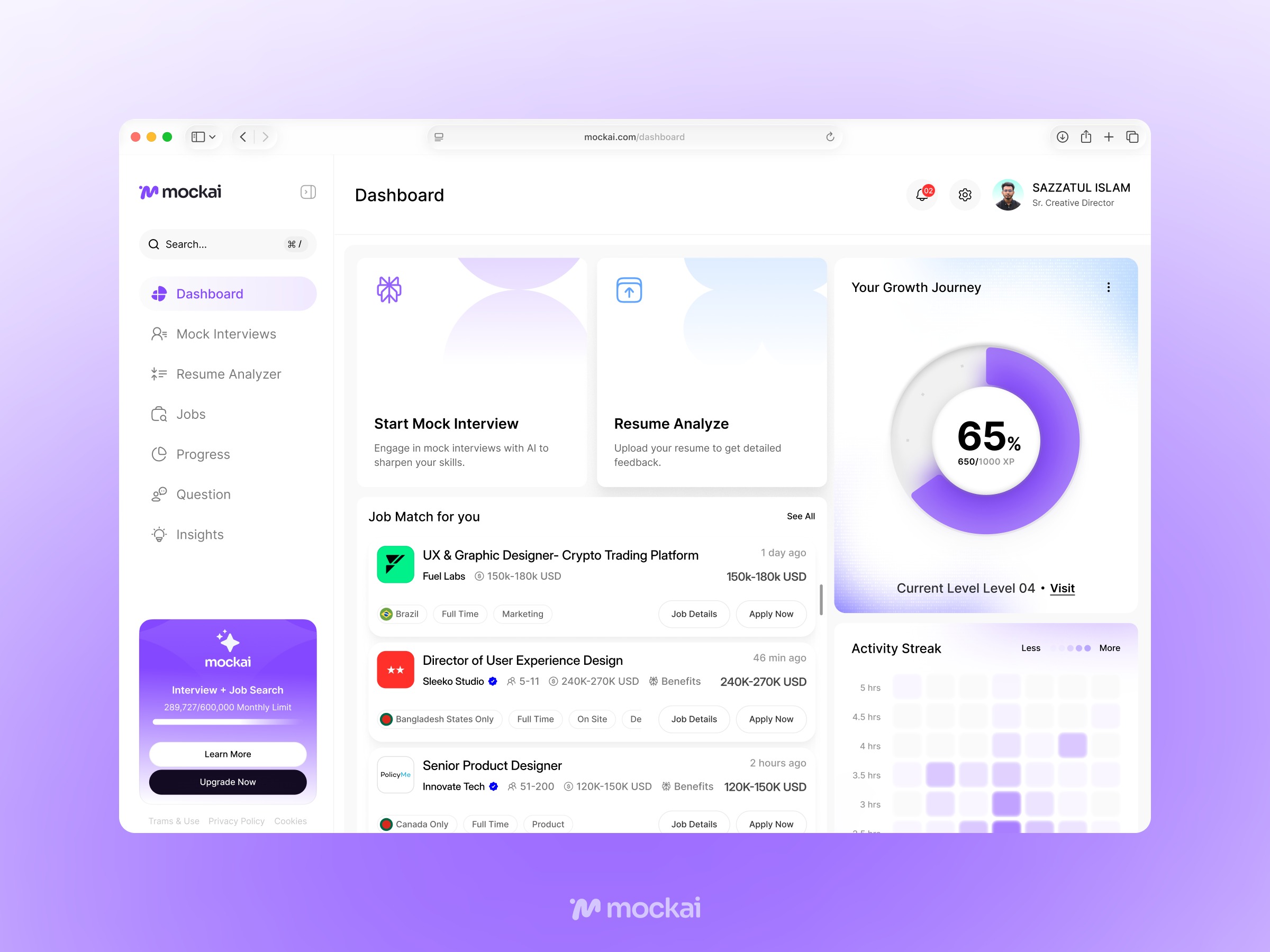 Career Intelligence SaaS Dashboard | Mock AI Image 0