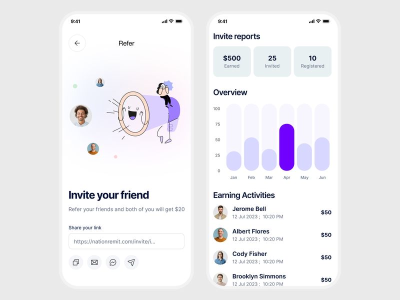 Referral & Invite Rewards Mobile App UI