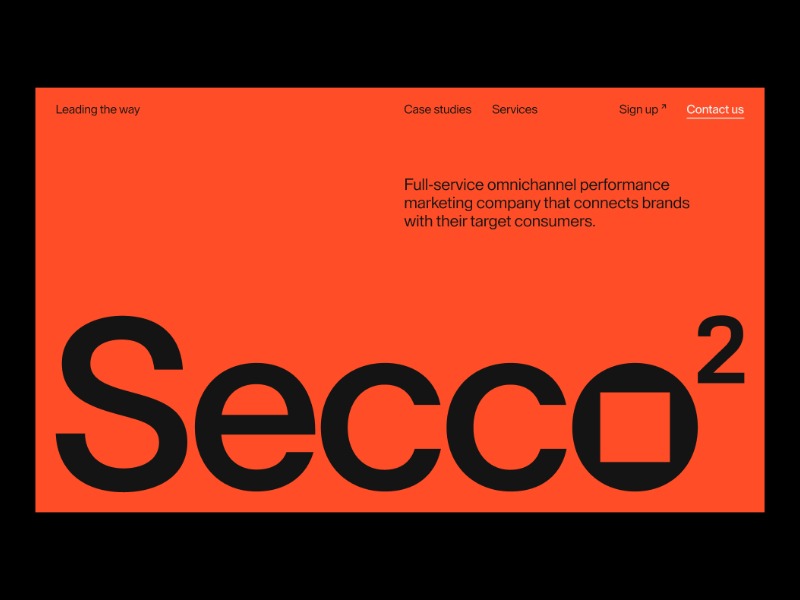 Secco Squared - Full-service omnichannel performance marketing company on Landbook - get inspired by landing design and more