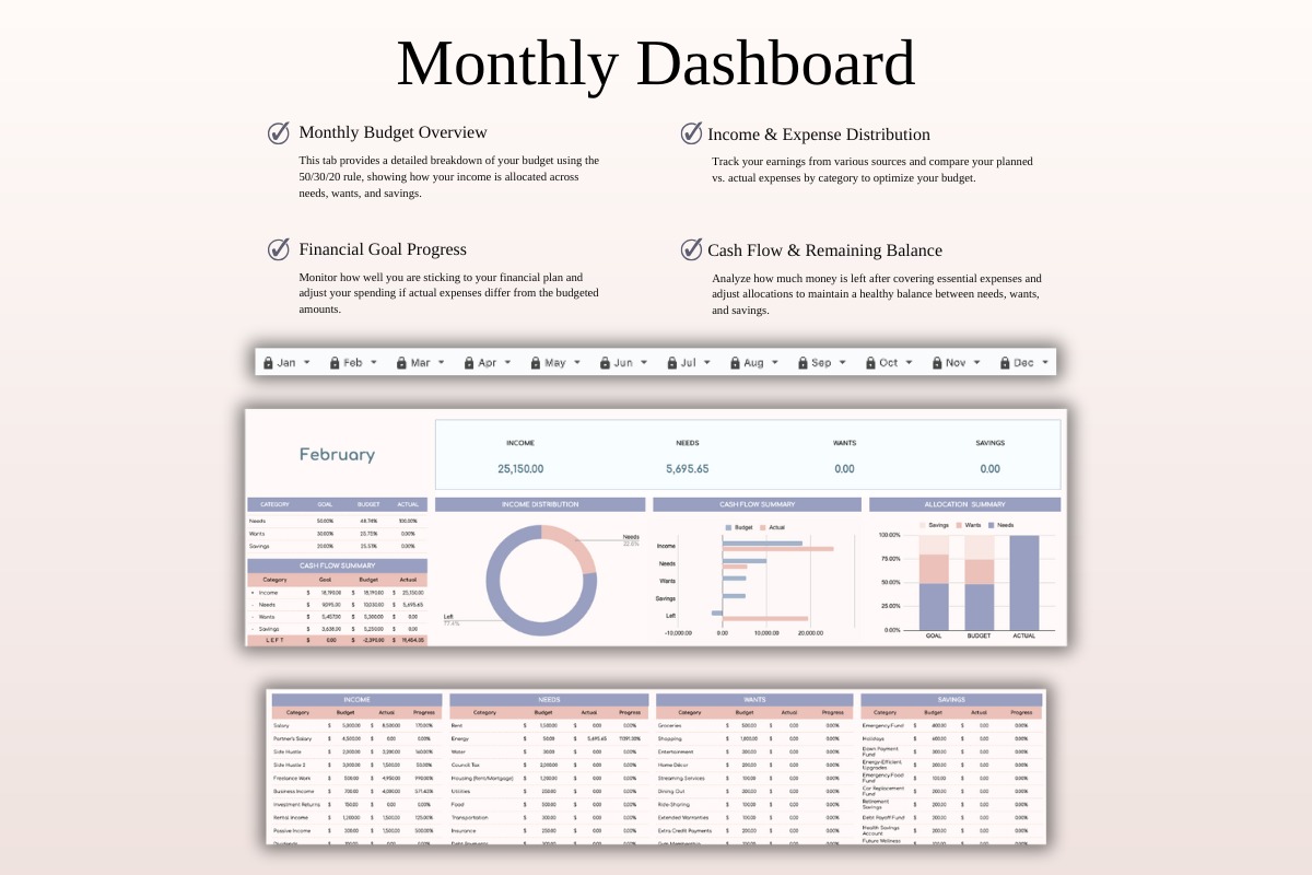 Annual 50/30/20 Budget Spreadsheet Template | SpreadsheetsHub Image 4