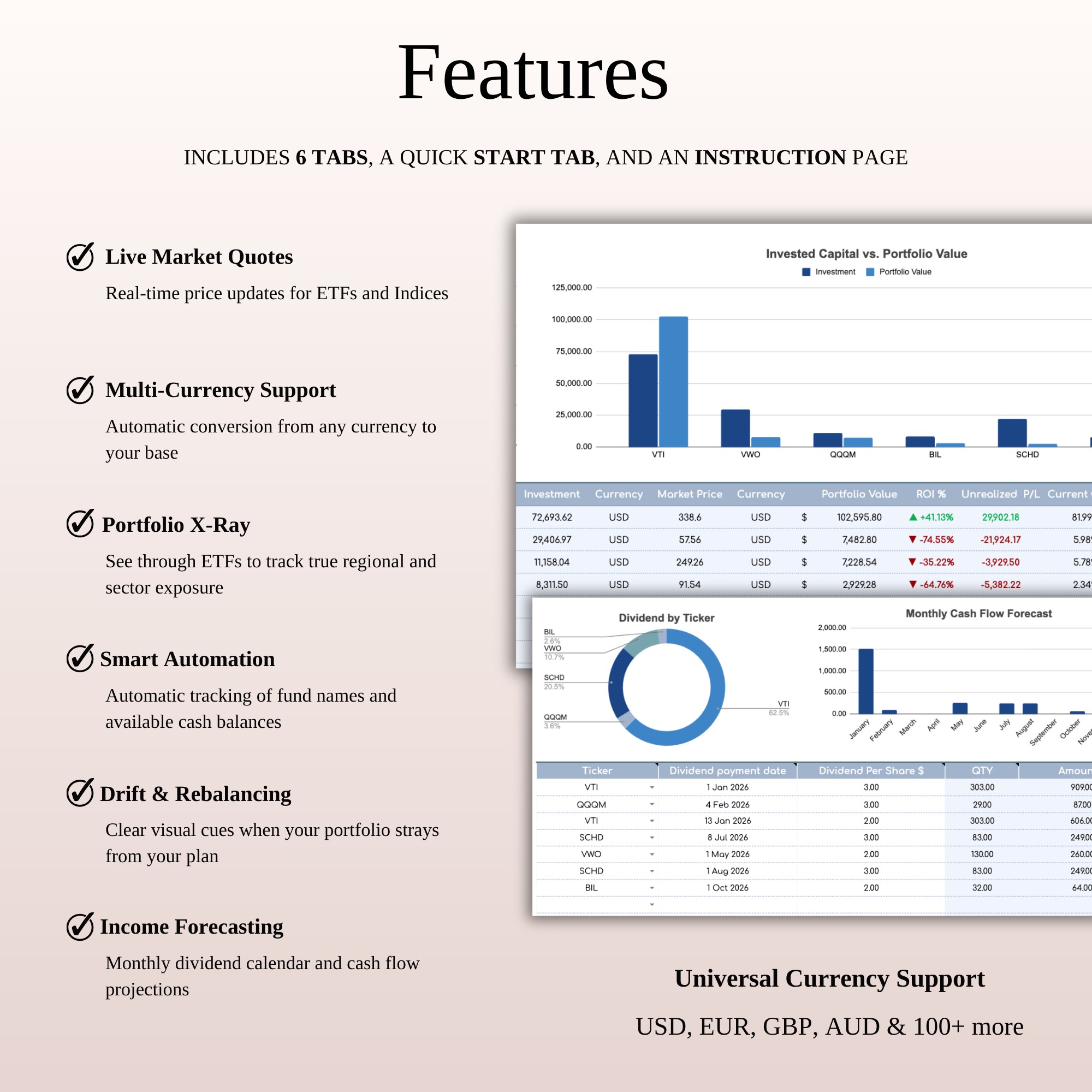 Ultimate ETF & Index Fund Tracker for Google Sheets & Excel | SpreadsheetsHub Image 1