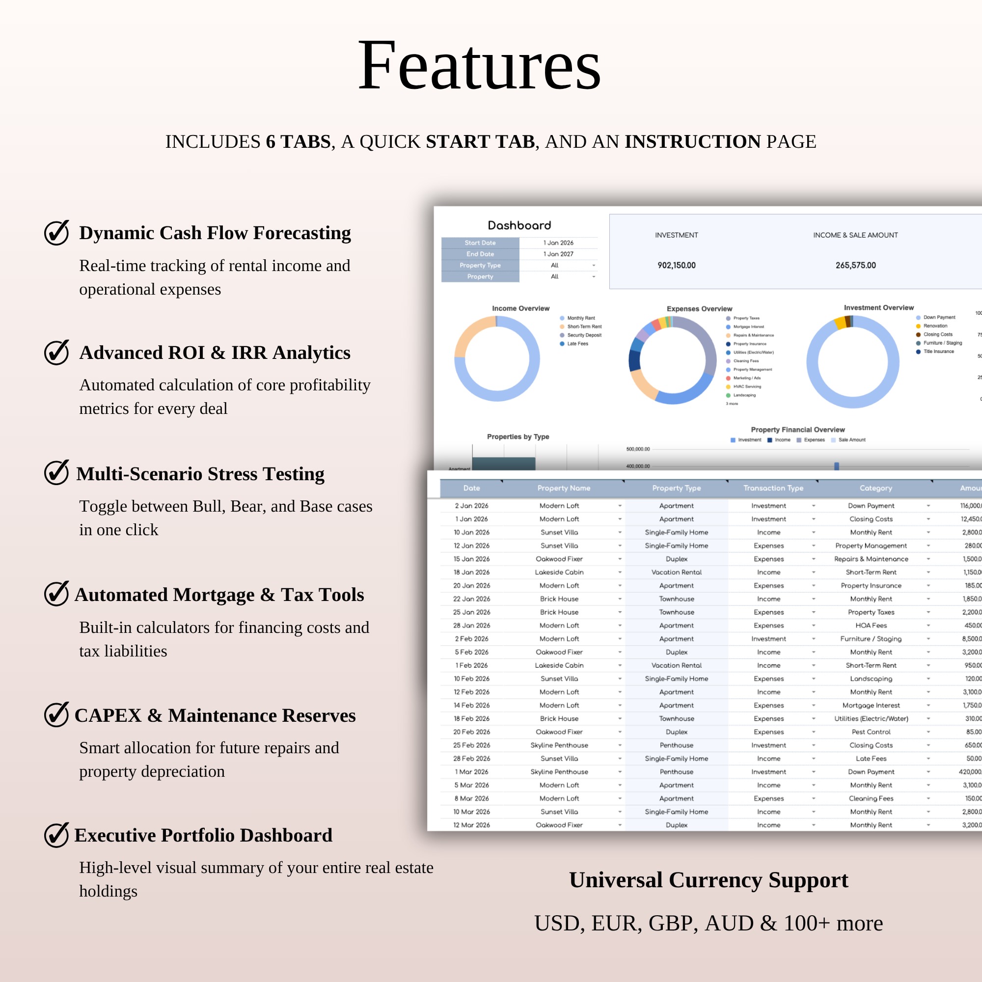 Real Estate Investment Portfolio Tracker | ROI & IRR Tool Image 0
