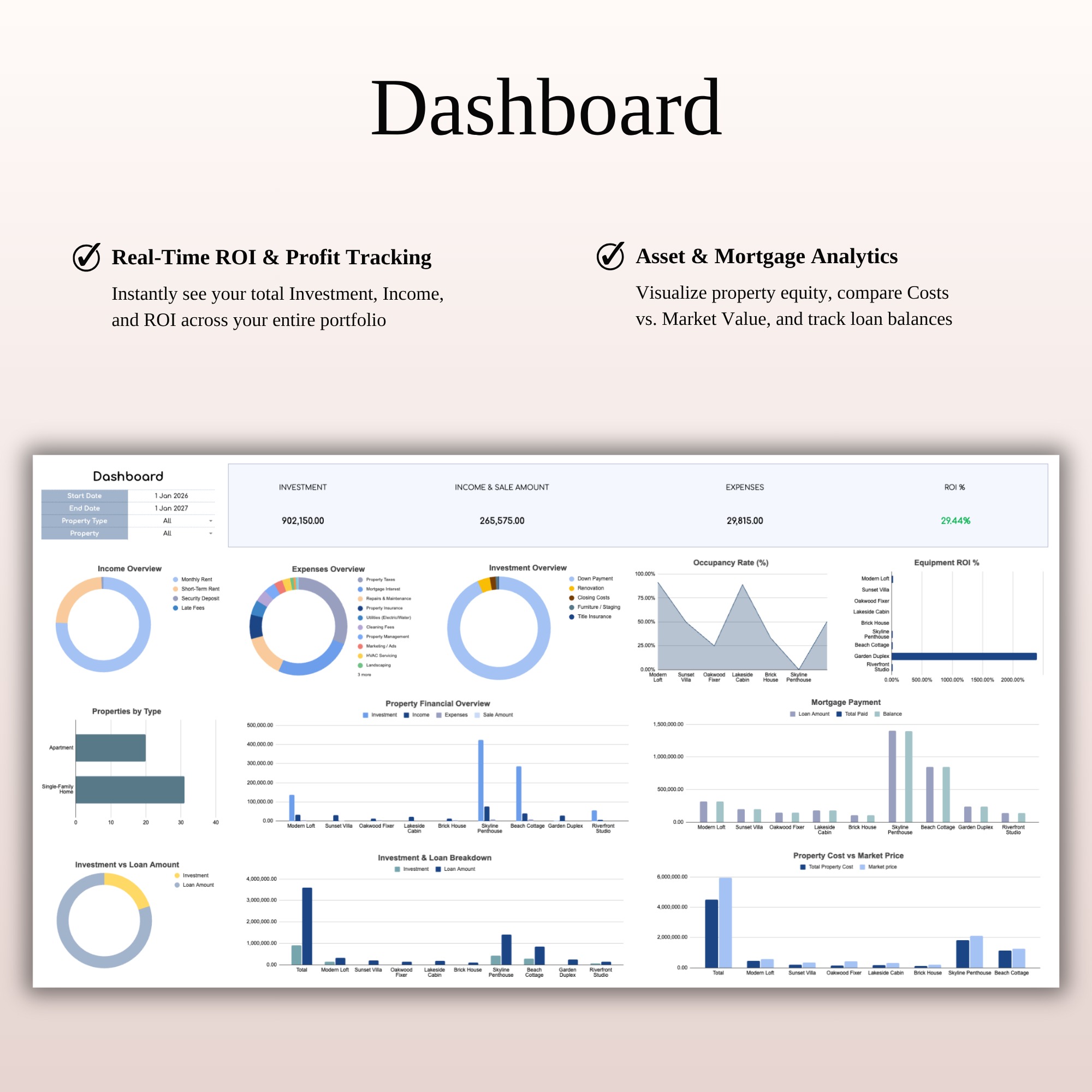 Real Estate Investment Portfolio Tracker | ROI & IRR Tool Image 1