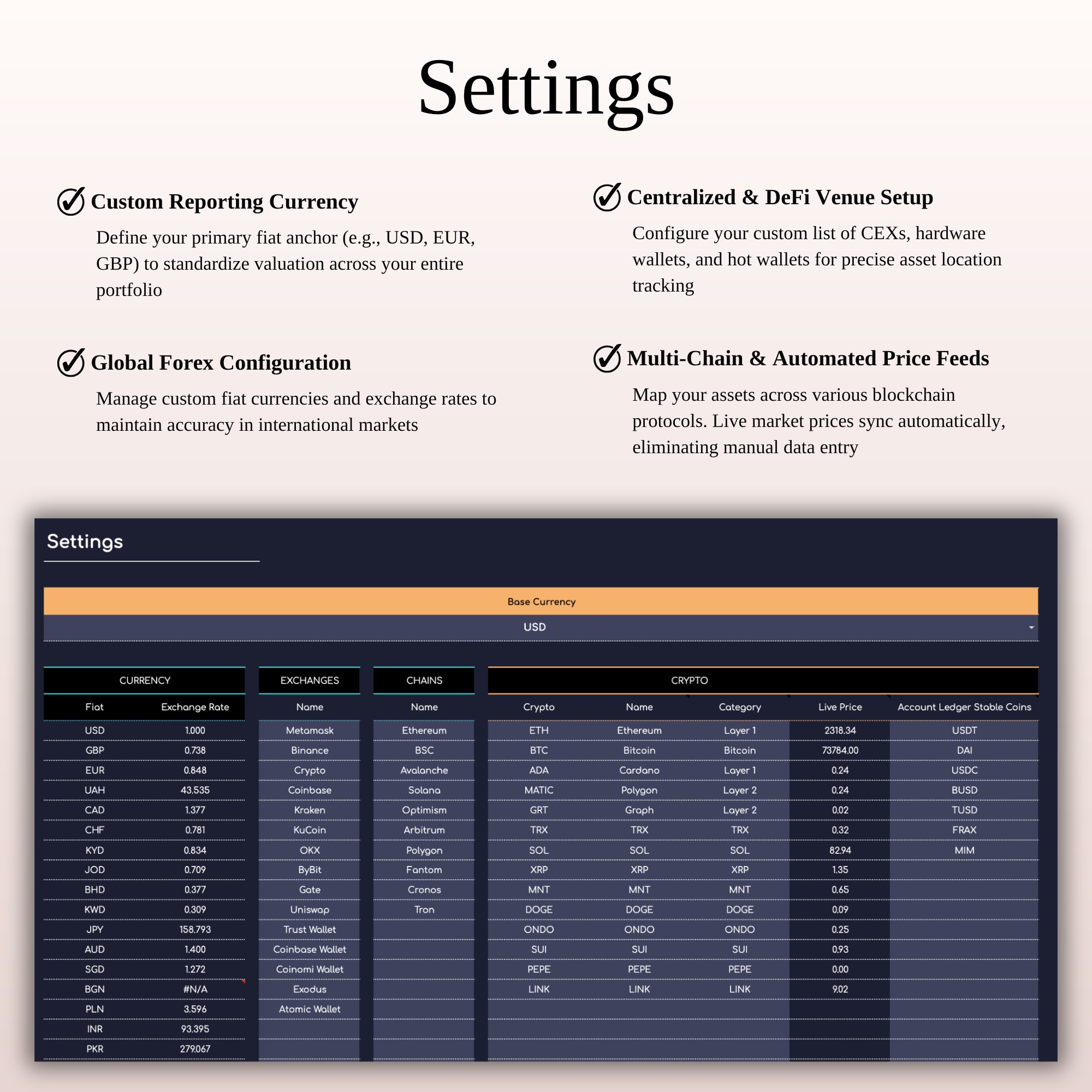 Ultimate Crypto Portfolio Tracker Excel | Dark Mode Image 1
